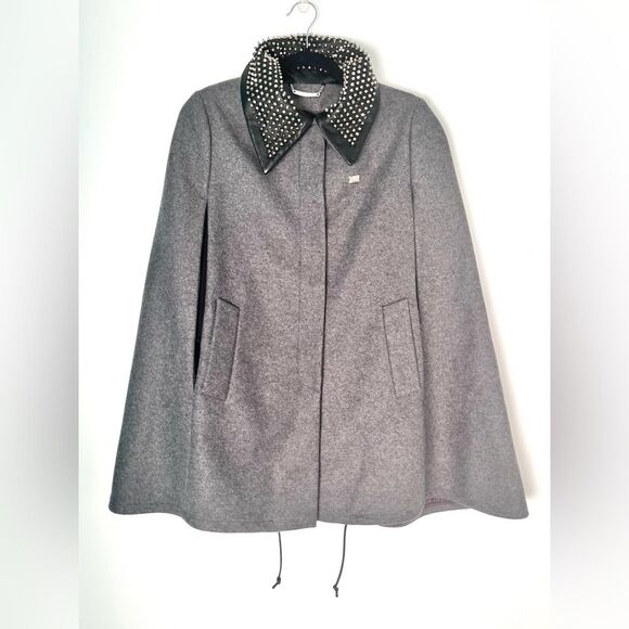 Philipp Plein Couture Grey Poncho with Calf Leather Studded Collar - NWOT - Picture 12 of 12